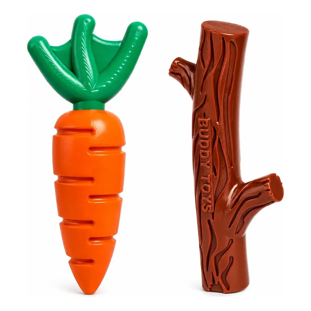 Brinquedo Mordedor Cenoura E Graveto Para Cachorro Buddy Toys Nylon Resistente Limpeza Dental