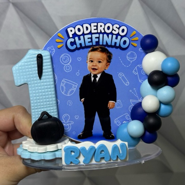 vela mini cenário poderoso chefinho menino biscuit/festa mini cenário poderoso chefinho menino(FOTO DO SEU FILHO)