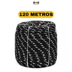 120 Metros Corda Poliéster Amarrar Carga Caminhão 08mm Preta