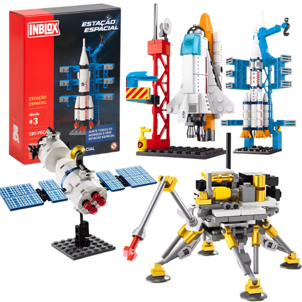 Blocos De Montar Nano Construção 411 Peças Brinquedo Espacial Astronauta Fogute Satélite Brinquedo De Montar Inblox