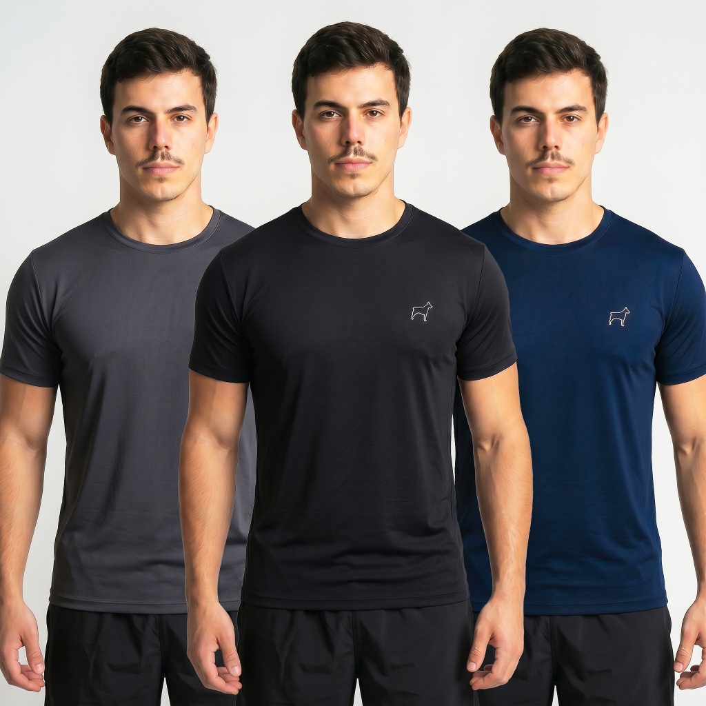 Kit 3 Camisetas Dry Fit Masculina Esportiva Leve Respirável Secagem Rápida Treino Academia Corrida Caimento Slim
