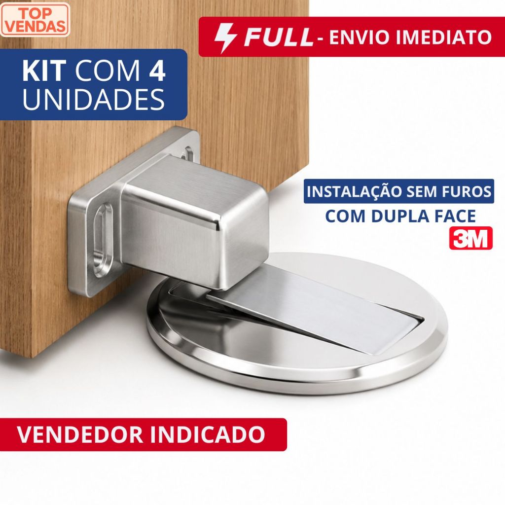 Prendedor Trava de Porta Magnético Slim Cromado