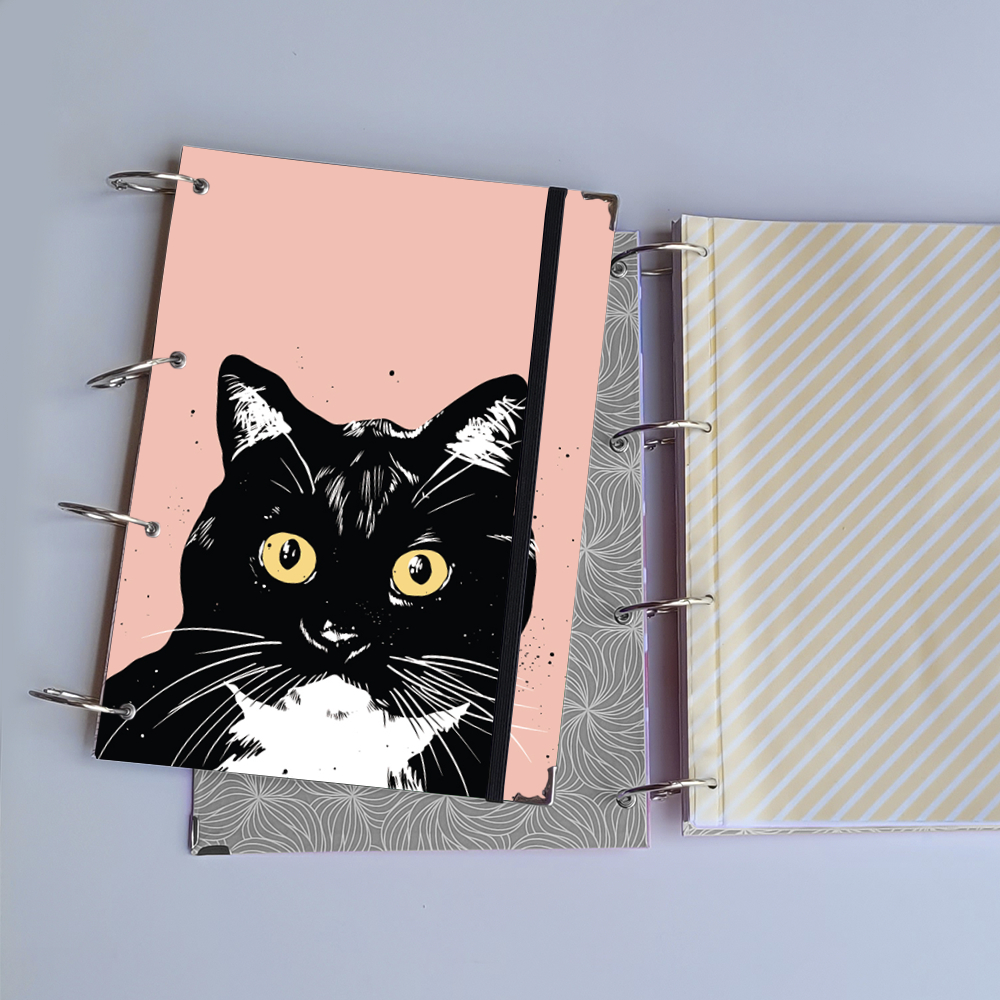 Caderno Argolado Gato Encantado (Capa e Argolas) Universitário Colegial A5 Fichário