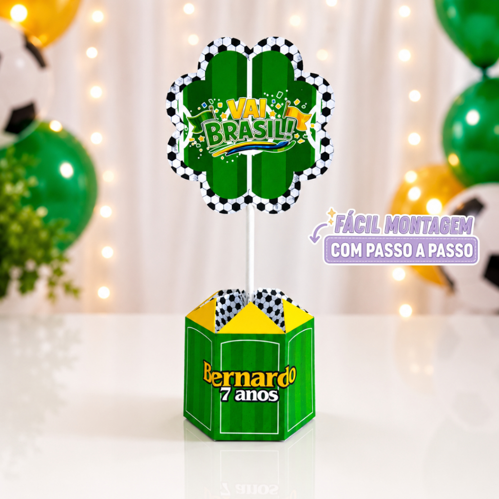 Centro de Mesa Futebol Pegue e Monte Personalizado | Decoração de Mesa | Lembrancinhas Festa Infantil 💜