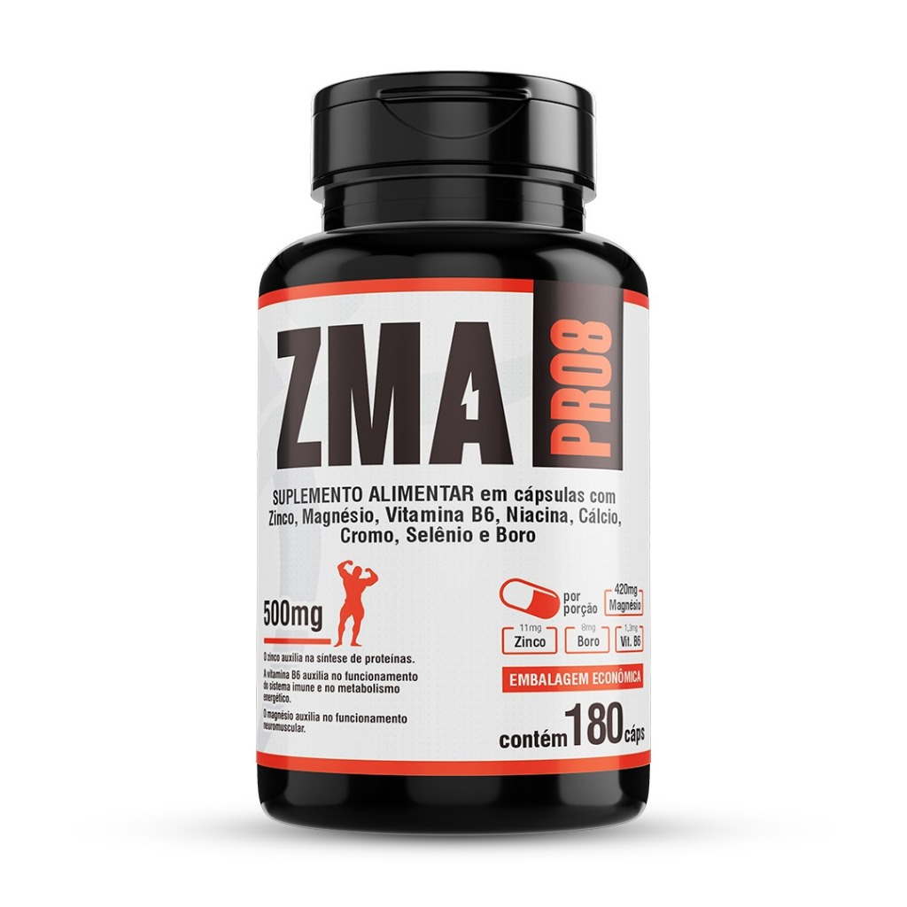 Zma Pro8 180 cápsulas Magnésio Zinco Boro Cromo Selênio Cálcio floral ervas do Brasil