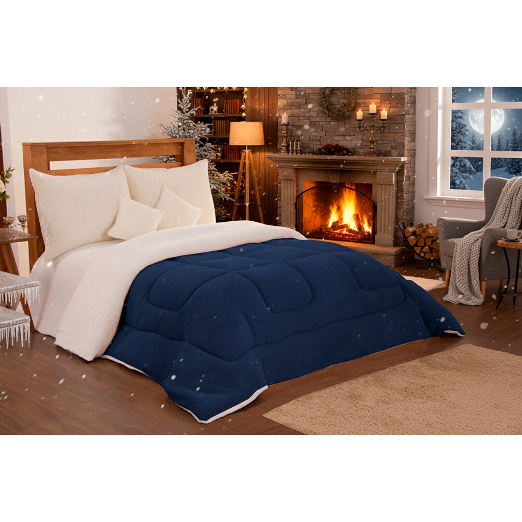 Coberdrom Casal King Manta Fleece E Sherpa Lã De Carneiro Edredom Dupla Face Premium Não Solta Pelo