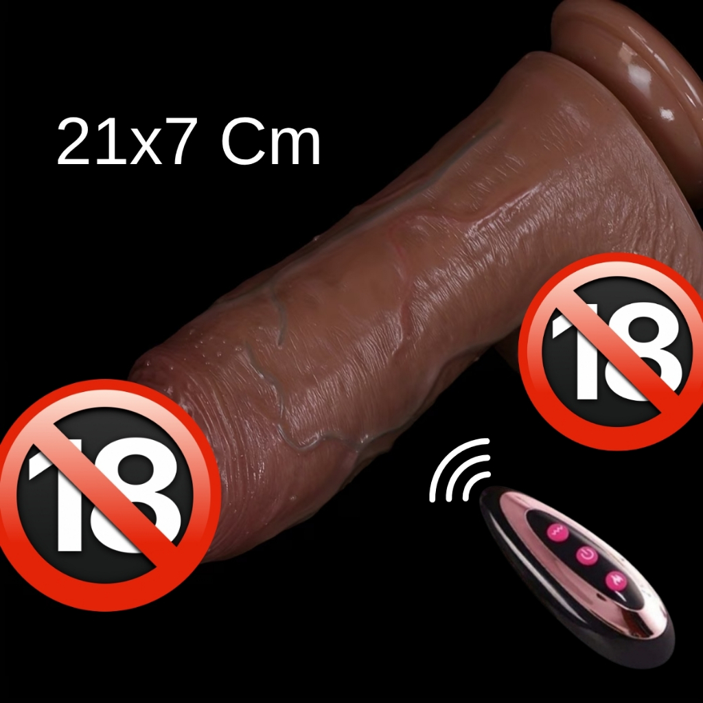 Pênis Silicone Grosso Grande Com Vai Vem Pinto de Borracha Realista 21x 7 Cm Macio Vibrador Consolo