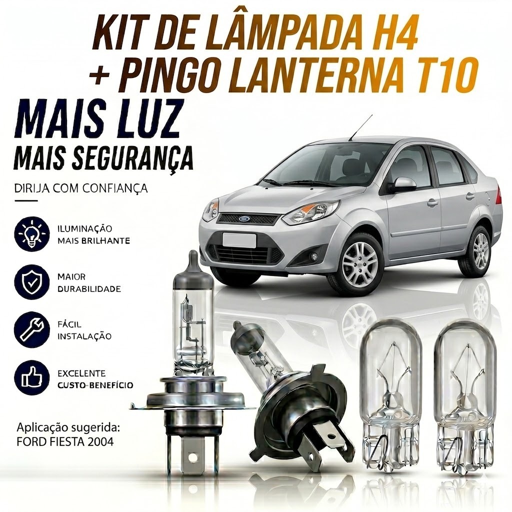 LAMPADA FAROL ALTO/BAIXO + BRINDE FIESTA 2002 ATÉ 2006
