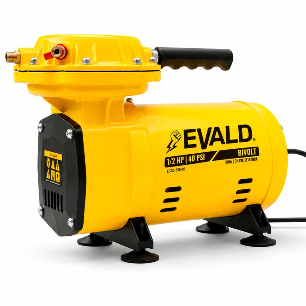 Compressor Ar Direto 1/2POL 350W 1/2HP Kit 9 Acessórios Bivolt ECAD-350-03 EVALD
