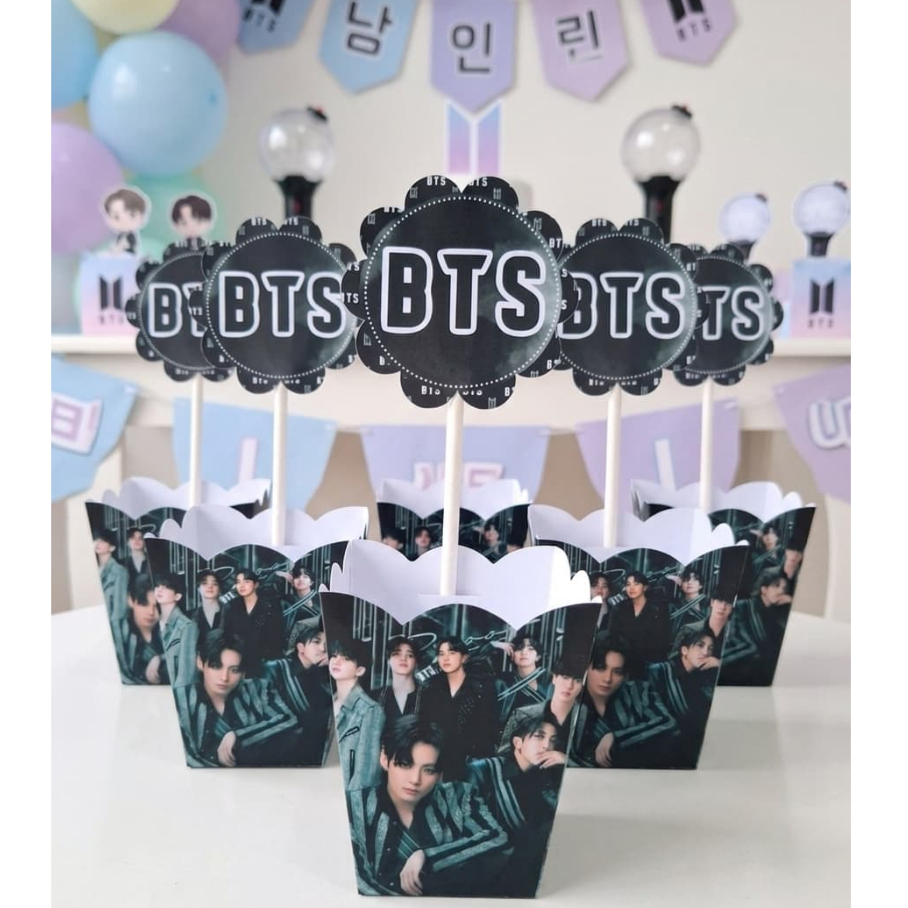Centro de mesa cachepô personalizado| BTS Kpop | decoração festa mesa de convidados| lembrancinhas