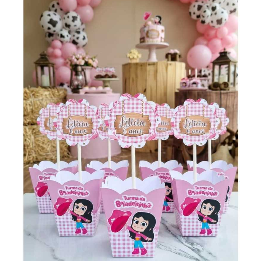 Centro de mesa cachepô personalizado|Turma da Boiadeirinha Ana Castela decoração festa mesa de convidados| lembrancinhas