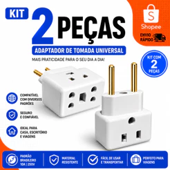 Adaptador Tomada 10A Para 20A Kit 2 Peças Bob Esponja