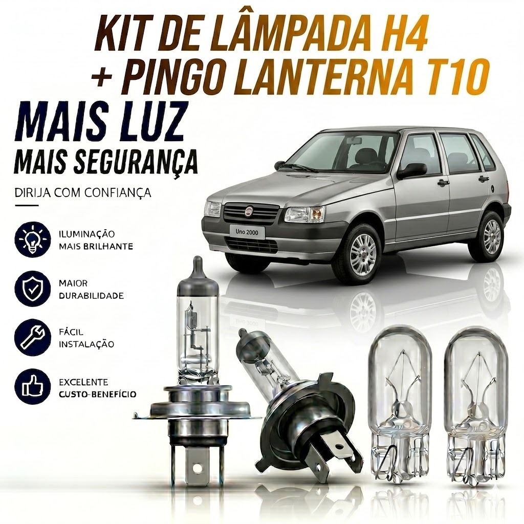 LAMPADA FAROL ALTO/BAIXO + BRINDE UNO 1985 ATÉ 2001