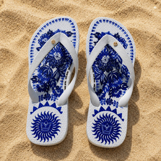 Chinelo de Dedo Feminino Branco com Estampa Tropical Leve