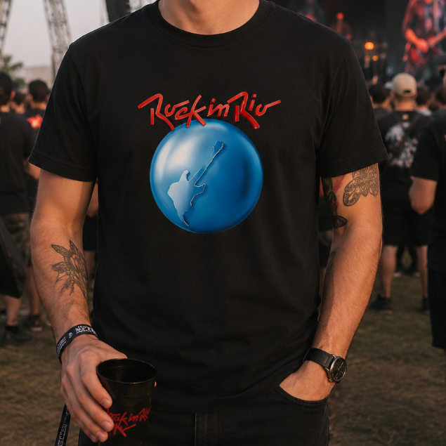 Camiseta Rock Rio Banda Festival Vintage 100% Algodão