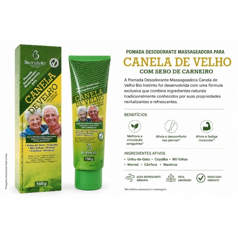 Pomada Massageadora Canela de Velho com Sebo de Carneiro Bio Instinto 150g