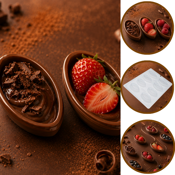1~10 FORMA SIMPLES BARQUINHA CÓD.:9314 (G8) EM ACETATO BWB PARA BOMBOM, DOCES DE CHOCOLATE E CONFEITAR(CHOCO)IA.