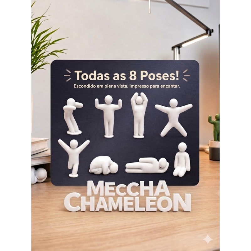 Meccha Chameleon Kit Completo 8 Poses Bonecos Para esconder game em 3D