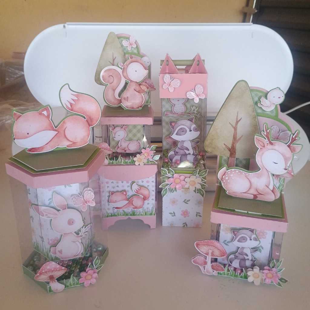 Kit Festa na Vitrine Caixa personalizada Papelaria de Luxo lembrancinha Aniversario Bosque Encantado