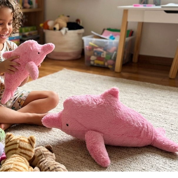 Boto Cor De Rosa De Pelúcia Antialérgico 44cm Fofinho Mury Baby