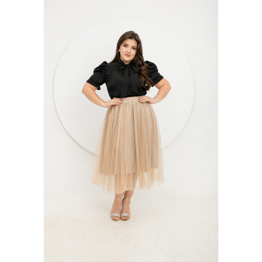 Bella Boni Blusinha Social com laço Moda Evangelica