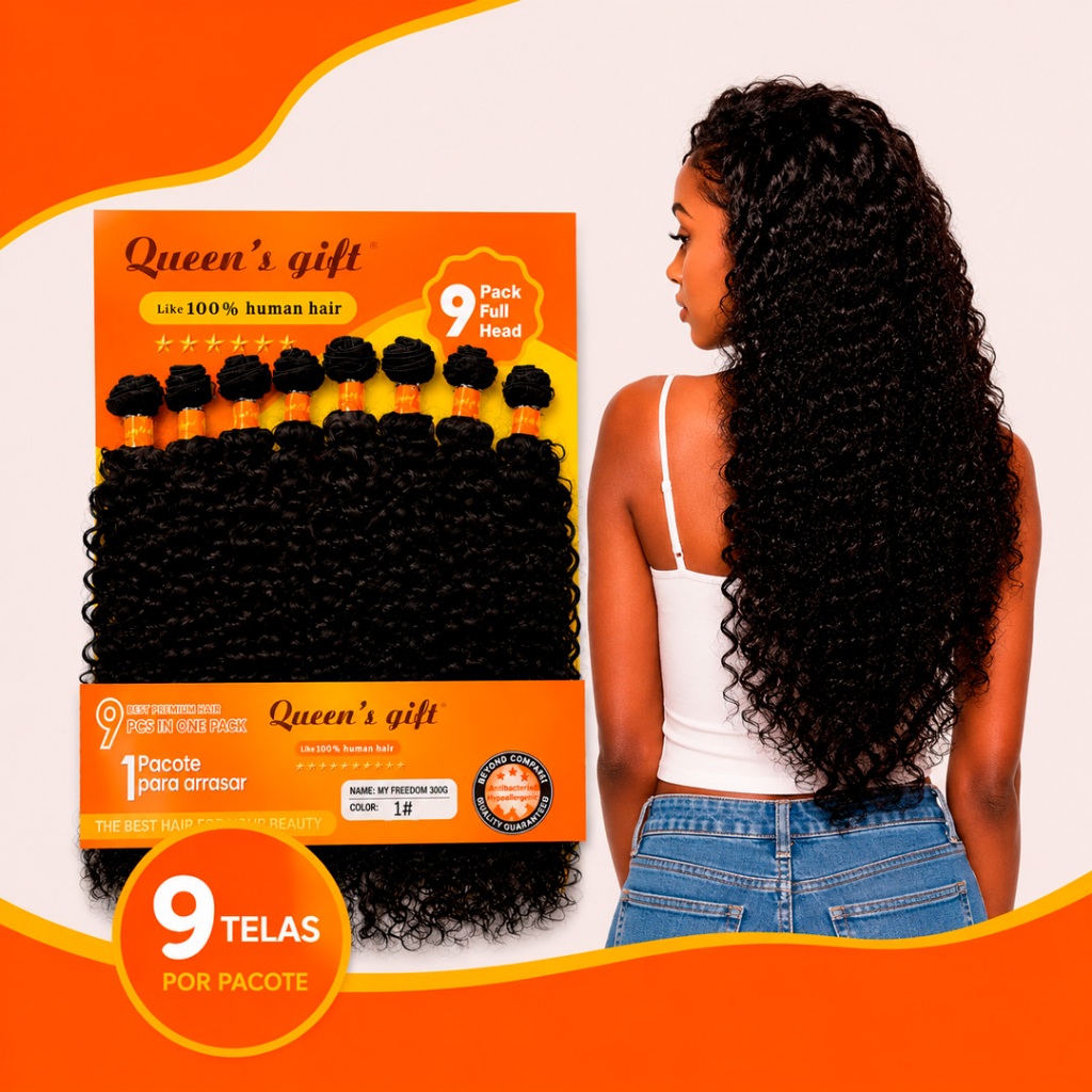 Entrelace Queens Gift 60cm 9 Telas Bio Organico Cacheado Aspecto Humano