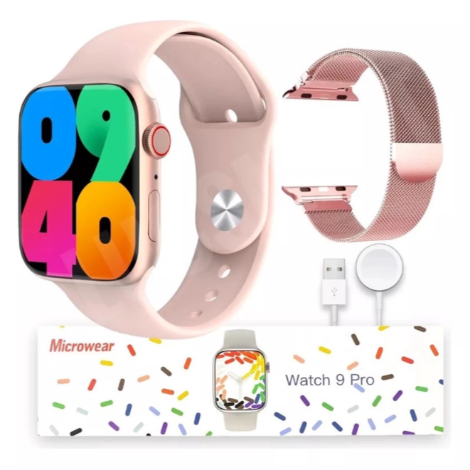 Smartwatch W29 Pro Serie 9 Ilha Dinamica Nfc rose Lançamento 2026 Relógio Inteligente Tela AMOLED ChatGpt Microwear