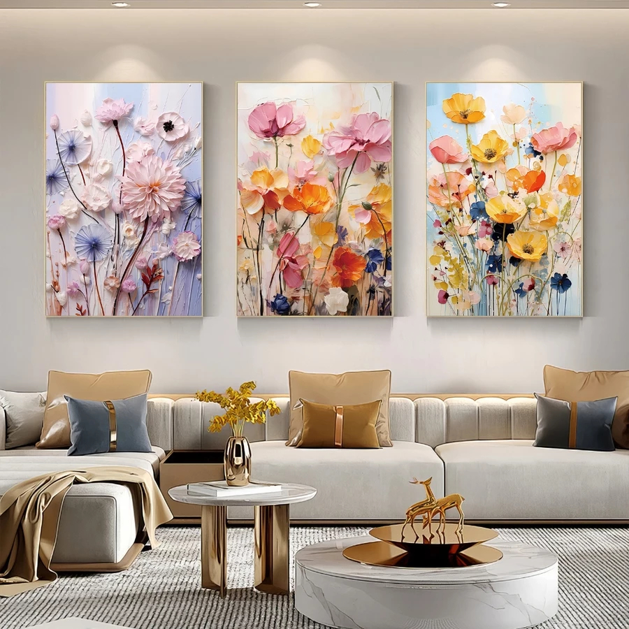 3 peças Decoração Mural com Motivos Florais Decoração de Parede Decoração de Ambiente