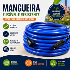 Mangueira de Jardim Flexível Reforçada Resistente PVC Dupla Camada 50 40 30 25 20 15 10 7 Metros