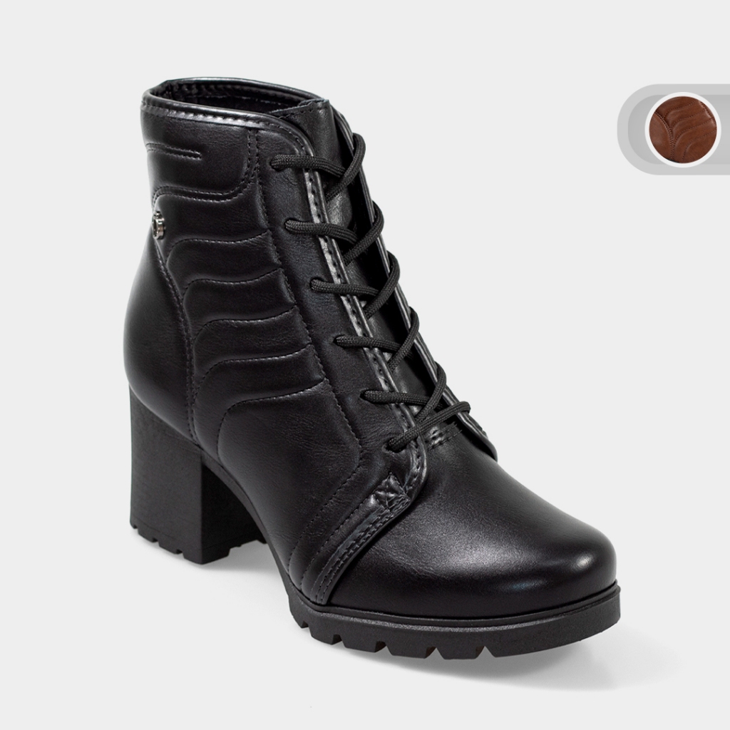 Bota Feminina Dakota Estilo Coturno Salto Alto Salto Bloco Grosso Cano Baixo D2441