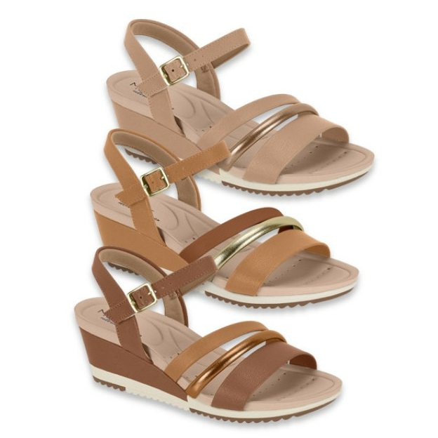 Sandália Feminina Modare Ortopética Ultra Conforto Salto Anabela Palmilha Macia Original