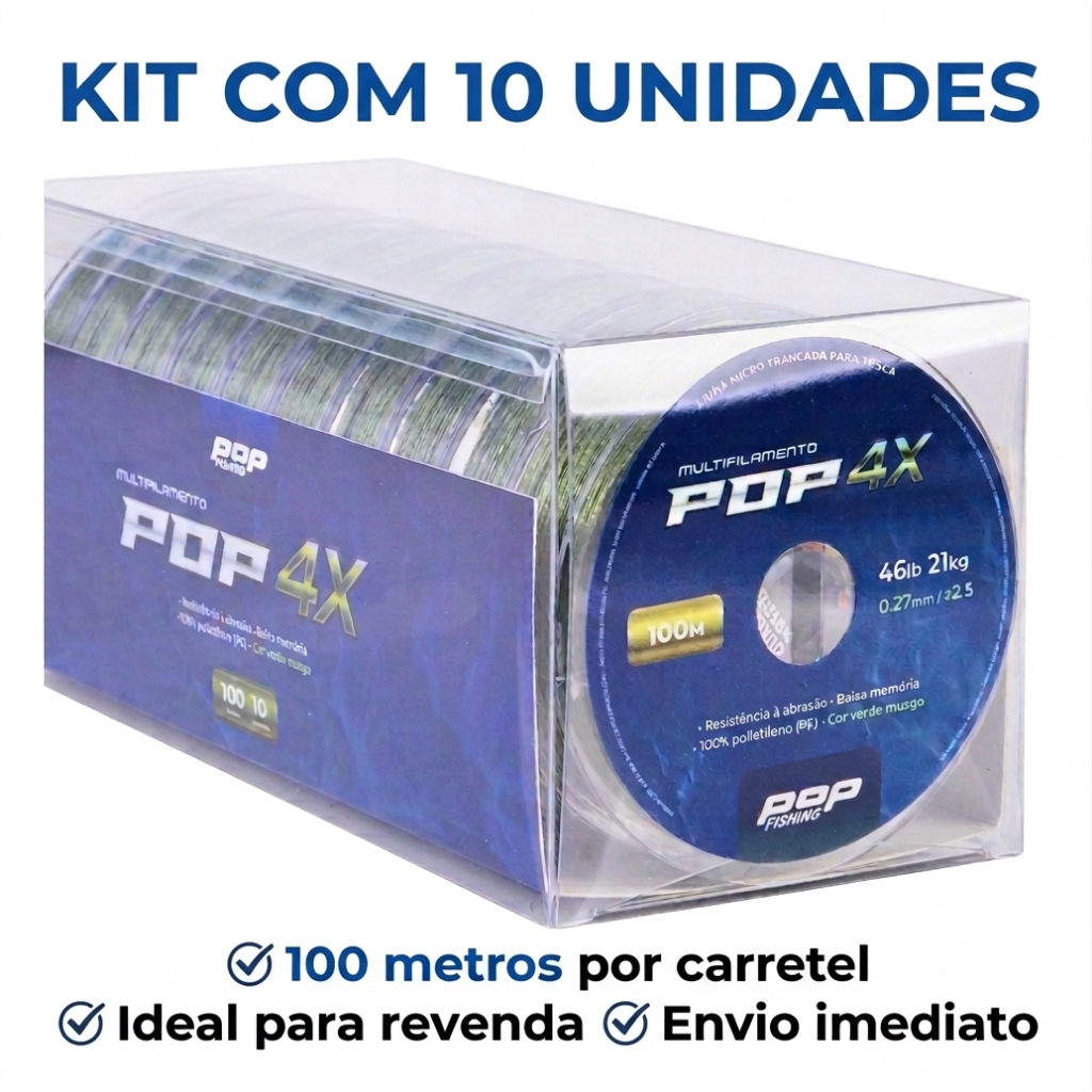 Linha Multifilamento POP 4X – Caixa com 10 Unidades 100m – Várias Medidas