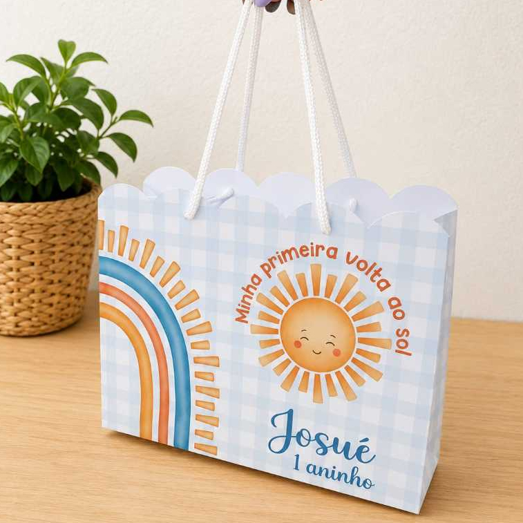 JÁ VAI MONTADA| Sacolinha Personalizada Primeira volta ao sol | decoração Aniversário | Lembrancinha | Festa Infantil TA
