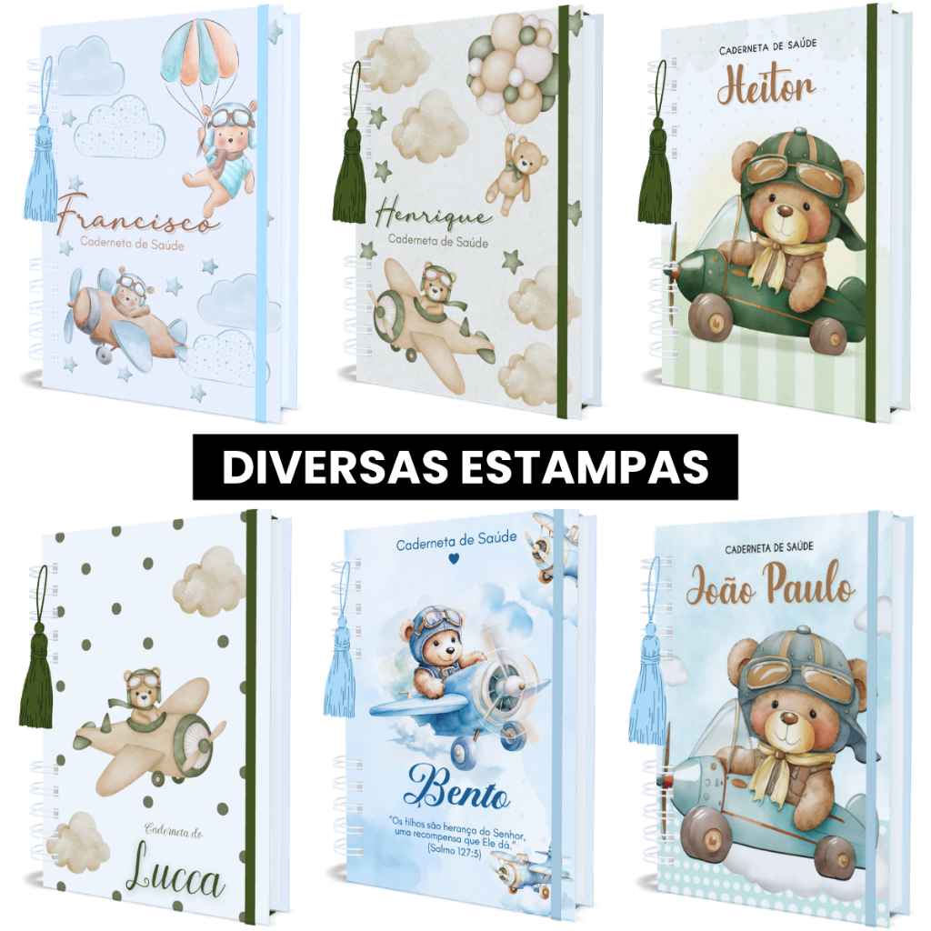 Caderneta de Vacinação Menino Ursinhos Urso Personalizada Capa Dura Atualizada
