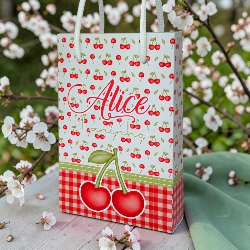 Sacolinha Personalizada Cerejinha mimos festas lembrancinhas personalizados Bolsinhas