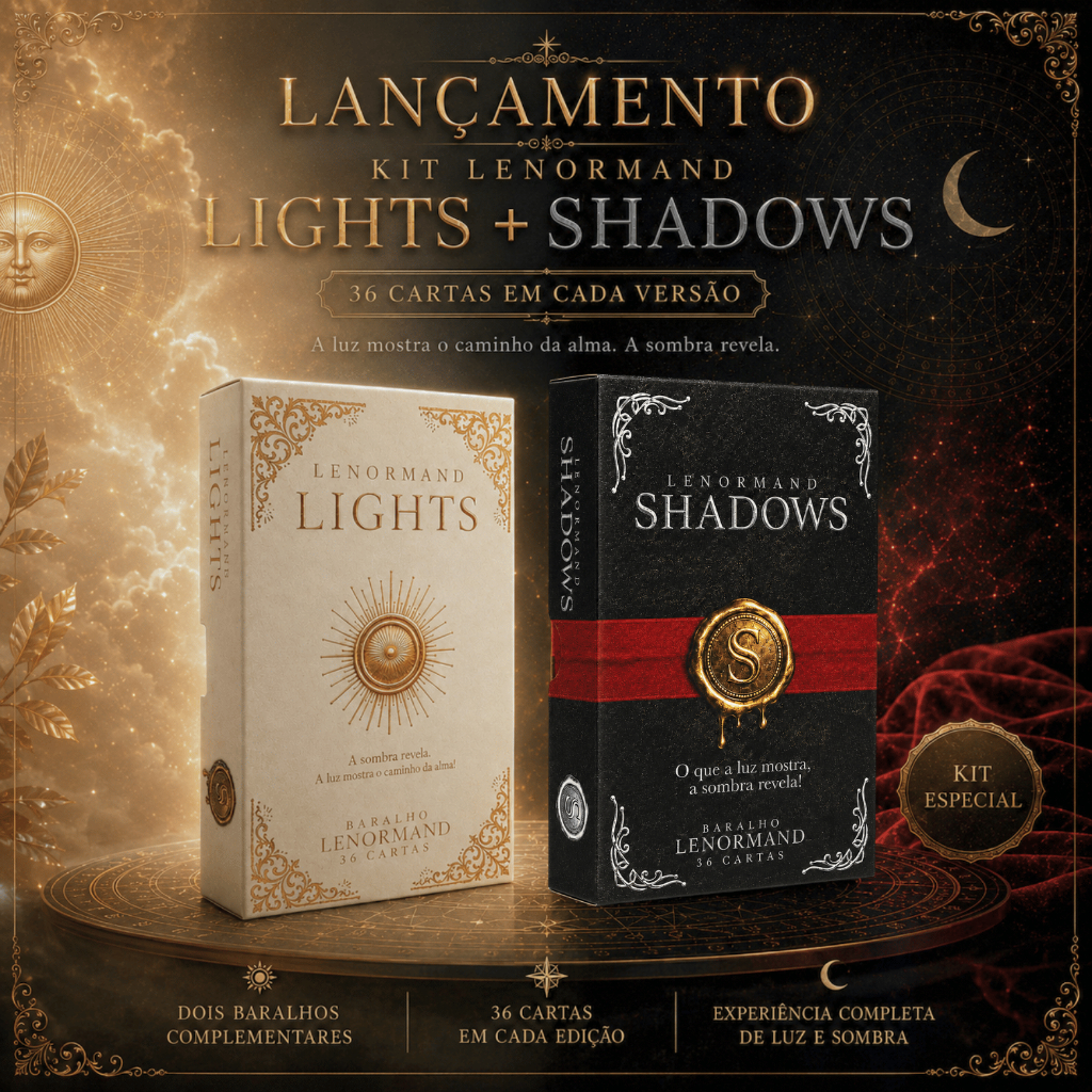 Kit Baralho Lenormand Lights Shadows Tarot Cigano - 2 baralhos Premium  com 36 cartas cada