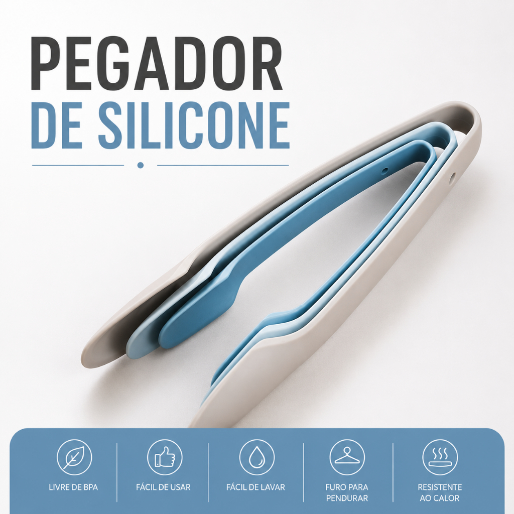 Pegador de Alimentos em Silicone Resistente ao Calor Pinça de Cozinha para Saladas e Massas