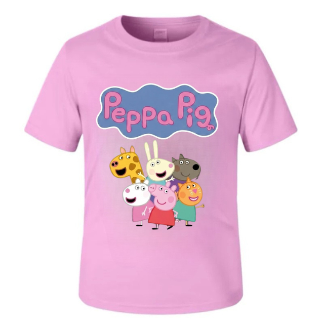 Camiseta Infantil Peppa Pig Inspirada – Estampa Colorida, Personagens Fofos, Algodão Confortável