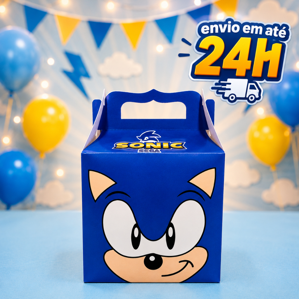 Sonic Azul | Kit Maletinha Caixinha Personalizada Lembrancinha Aniversario  Pronta Entrega