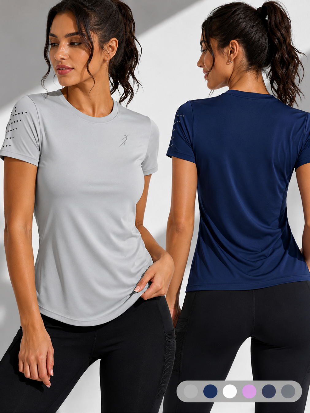 Kit 2 Camisetas Fitness Dry Fit Feminina Academia Caminhada Esportiva Corrida Treino Proteção UV