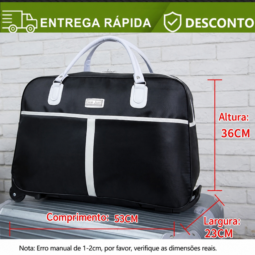 Bolsa de Viagem Grande Capacidade com Rodas Bagagem de Mão Bolsa de Transporte Portátil para Mulheres — imagem 2 de 2