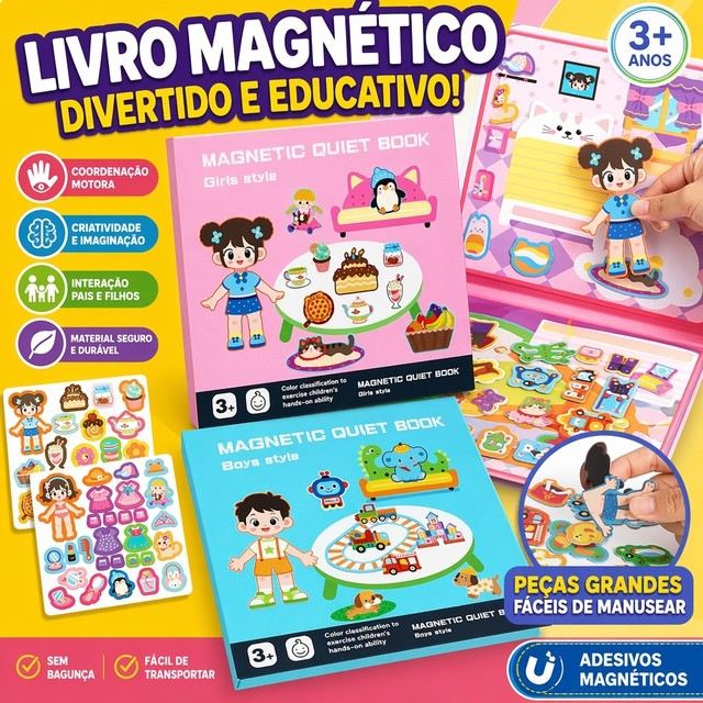Infantil Magnético Silencioso Livro Crianças DIY Adesivos Dos Desenhos Animados Brinquedos Educativos Portáteis