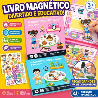 Infantil Magnético Silencioso Livro Crianças DIY Adesivos Dos Desenhos Animados Brinquedos Educativos Portáteis