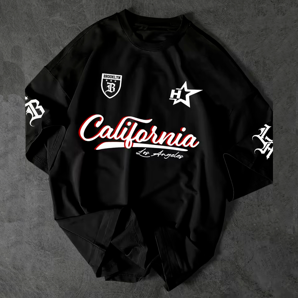 Camiseta Básica e OVERSIZED Algodão Estampada California Y2k Los Angeles Streetwear Stars Brooklyn Graphic