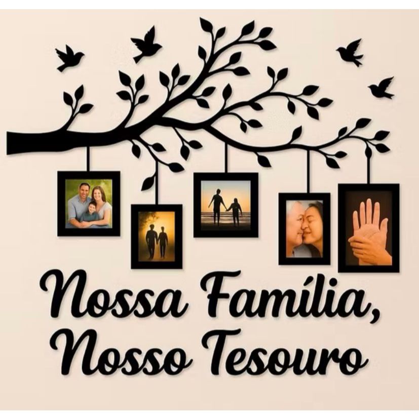 Quadro Porta Retrato Parede Decorativo MDF 10x15 Árvore Molduras Foto Família