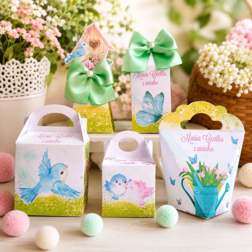 Kit Festa JARDIM ENCANTADO Personalizados Lembrancinha Aniversário Infantil Caixas - PEGUE E MONTE