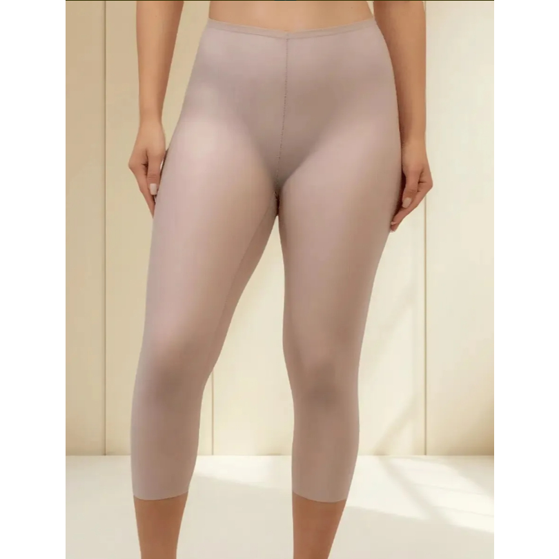 Calça Legging Modeladora Capri Segunda Pele Em Microfibra Bege e Preta Normal e Plus Size