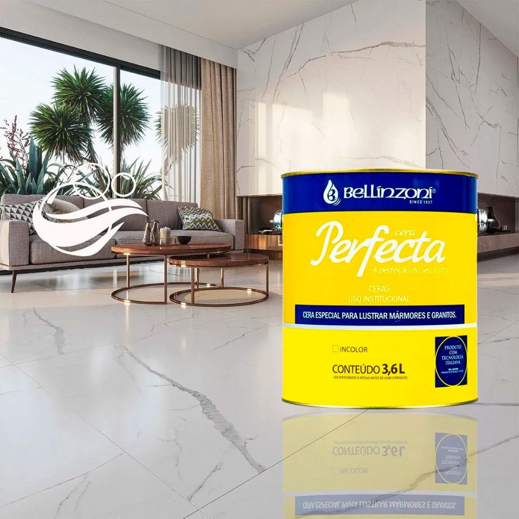 Cera Perfecta Lustra e Renova Mármore E Granito 3,6l Bellinzoni Incolor Mármores Granitos