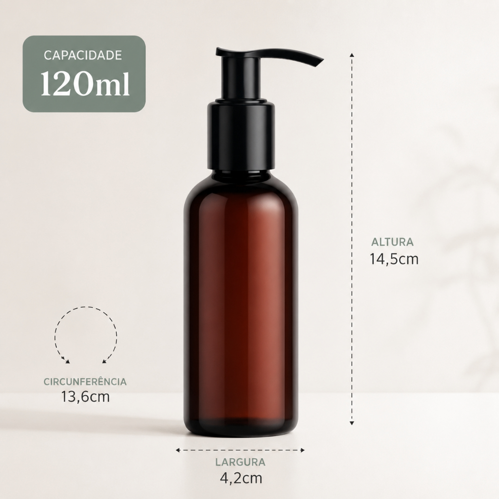 Frasco Cilíndrico Âmbar Pet 120ML  Válvula Bico de Pato