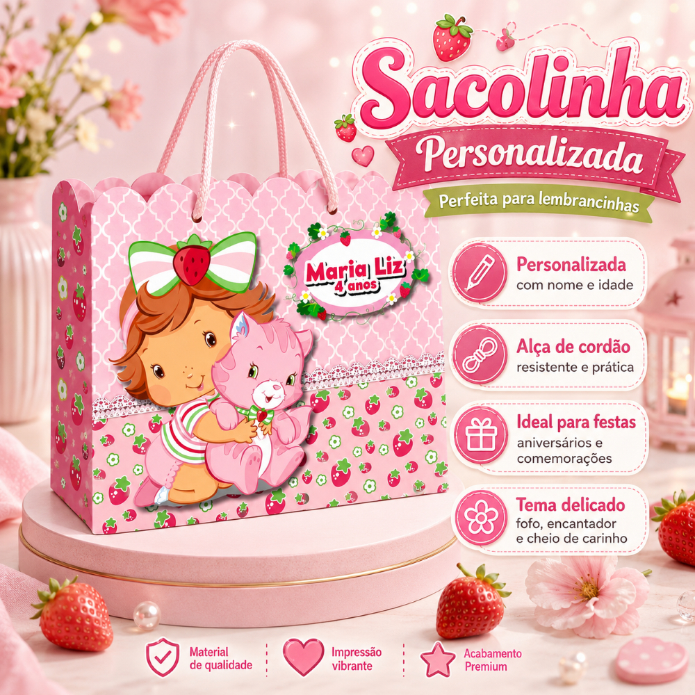 Kit Sacolinhas Personalizadas Moranguinho Baby Para Festa Infantil De Lembrancinhas